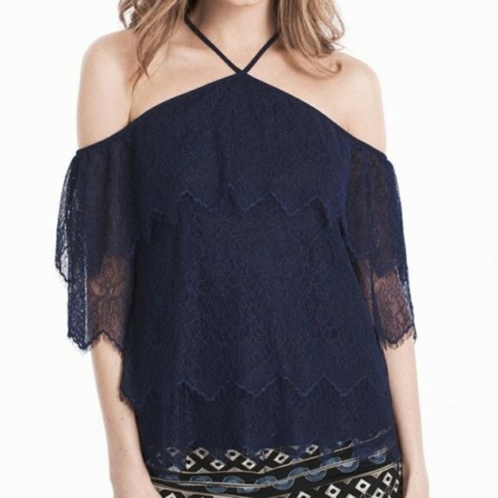 WHBM lace tiered halter top